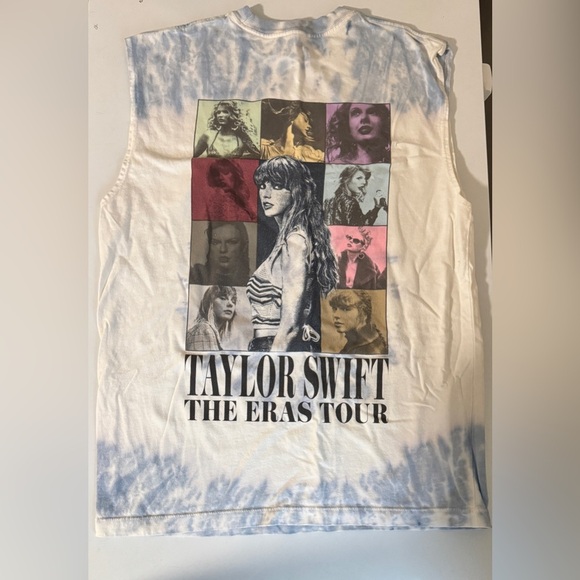 ERAS TOUR TAYLOR SWIFT official merch tie dye tank top grid size XS blue/white - Picture 1 of 6